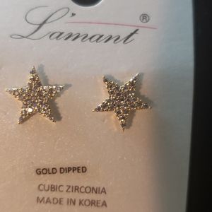 Gold Crystal star earrings post style